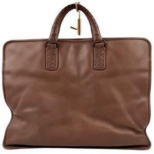 Bottega Veneta Intrecciato Leather Briefcase Bag Brown